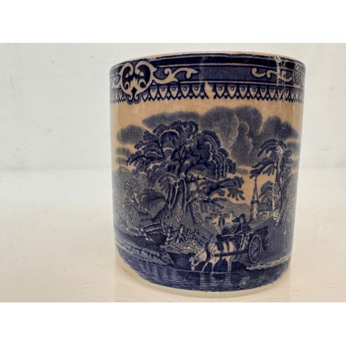 338 - English stoneware pottery, two decorated pots one marked for G Jones decorated with english country ... 