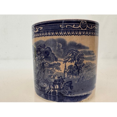 338 - English stoneware pottery, two decorated pots one marked for G Jones decorated with english country ... 