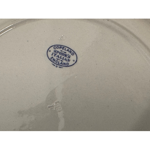 339 - English blue and white table wares, two Spodes Italian pattern ridged serving platers and a Semi Chi... 