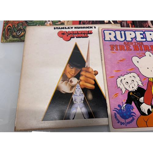 17 - Records, a small collection of vinyl LP's, John Lennon, Woodstock, Martin Luther King, Clockwork Ora... 