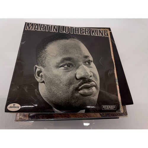 17 - Records, a small collection of vinyl LP's, John Lennon, Woodstock, Martin Luther King, Clockwork Ora... 