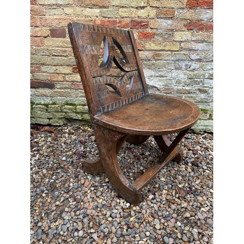 21 - Tribal Art, Ethic furniture, hand decorated hardwood chair by the Oromo People of Etheopia.

This lo... 