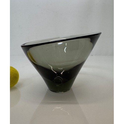 43 - Danish art glass, mid century design, Thule series glass bowl by Per Lutken for Holmegaard,  22 cm w... 