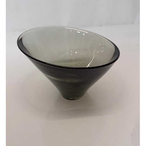 43 - Danish art glass, mid century design, Thule series glass bowl by Per Lutken for Holmegaard,  22 cm w... 