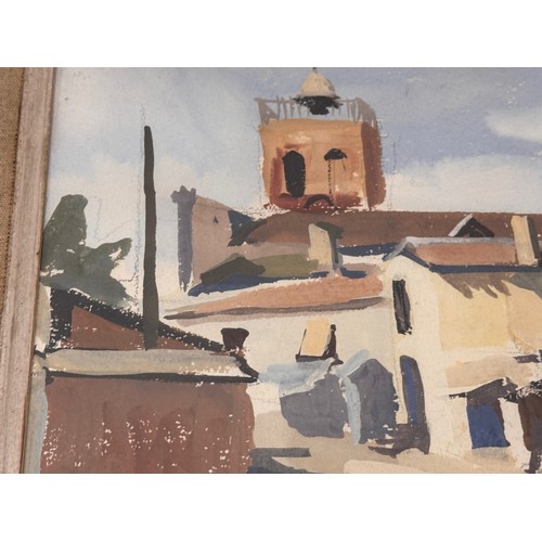 29 - Art, C20th paintings, a framed oil on canvas of a village scene, signed Aymar, 47 cm x 36 cm.

This ... 