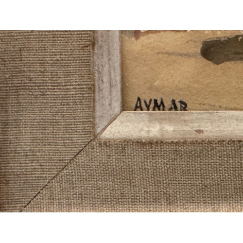 29 - Art, C20th paintings, a framed oil on canvas of a village scene, signed Aymar, 47 cm x 36 cm.

This ... 