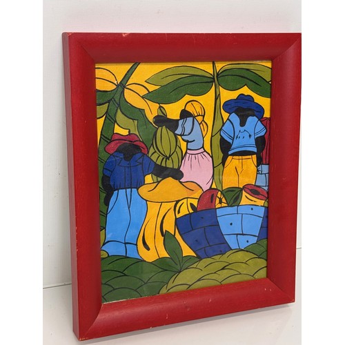 30 - Oil on canvas, C 20th century scene of Fruit Pickers, possibly Hati. 36 cm x 30 cm.

This lot is ava... 