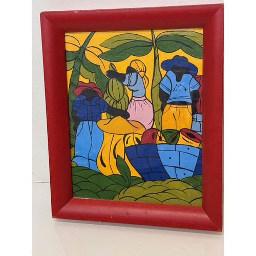 30 - Oil on canvas, C 20th century scene of Fruit Pickers, possibly Hati. 36 cm x 30 cm.

This lot is ava... 
