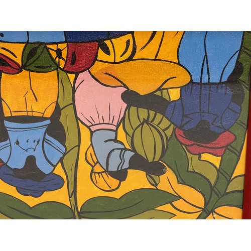 30 - Oil on canvas, C 20th century scene of Fruit Pickers, possibly Hati. 36 cm x 30 cm.

This lot is ava... 