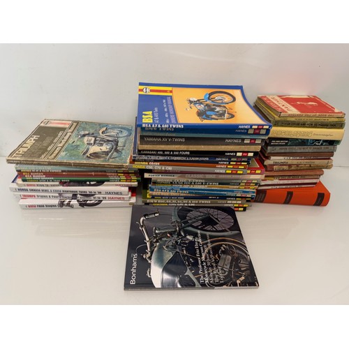 234 - Automobilia, workshop equipment, a collection of motorcycle repair manuals, Haynes etc, 47 in all.