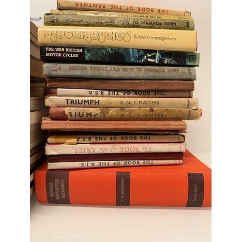 234 - Automobilia, workshop equipment, a collection of motorcycle repair manuals, Haynes etc, 47 in all.