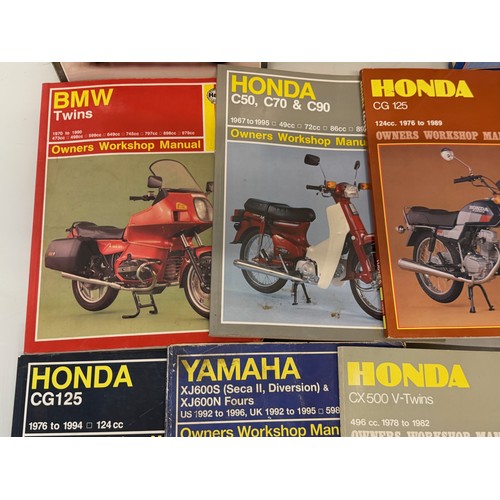 234 - Automobilia, workshop equipment, a collection of motorcycle repair manuals, Haynes etc, 47 in all.