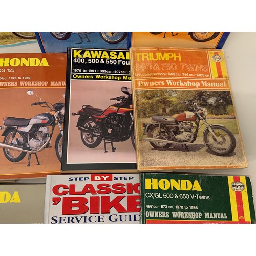 234 - Automobilia, workshop equipment, a collection of motorcycle repair manuals, Haynes etc, 47 in all.