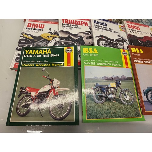 234 - Automobilia, workshop equipment, a collection of motorcycle repair manuals, Haynes etc, 47 in all.
