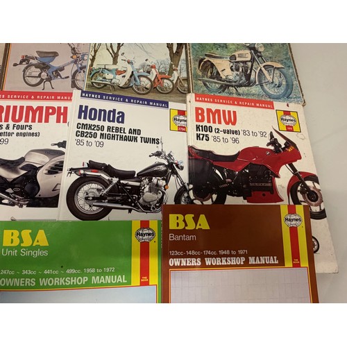 234 - Automobilia, workshop equipment, a collection of motorcycle repair manuals, Haynes etc, 47 in all.
