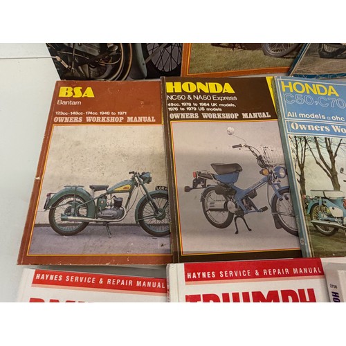 234 - Automobilia, workshop equipment, a collection of motorcycle repair manuals, Haynes etc, 47 in all.