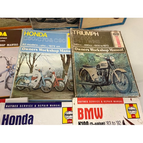 234 - Automobilia, workshop equipment, a collection of motorcycle repair manuals, Haynes etc, 47 in all.