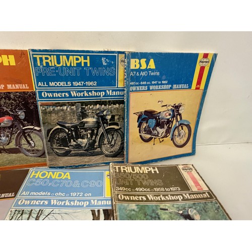 234 - Automobilia, workshop equipment, a collection of motorcycle repair manuals, Haynes etc, 47 in all.