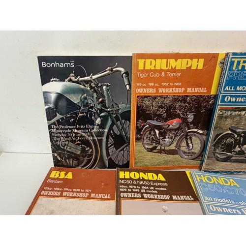 234 - Automobilia, workshop equipment, a collection of motorcycle repair manuals, Haynes etc, 47 in all.