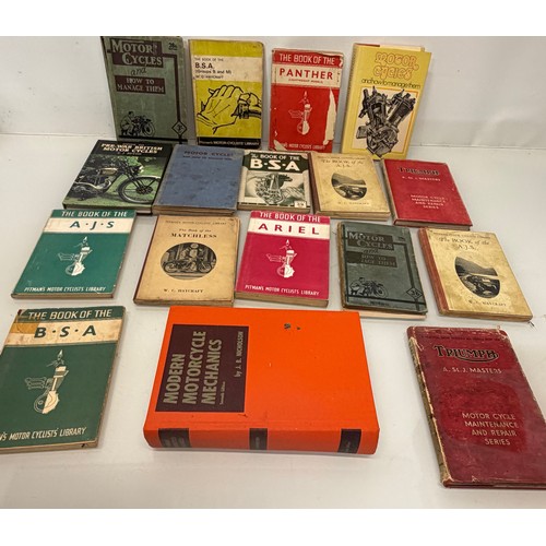 234 - Automobilia, workshop equipment, a collection of motorcycle repair manuals, Haynes etc, 47 in all.