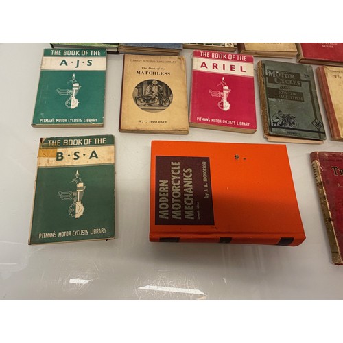 234 - Automobilia, workshop equipment, a collection of motorcycle repair manuals, Haynes etc, 47 in all.