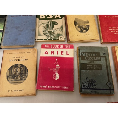 234 - Automobilia, workshop equipment, a collection of motorcycle repair manuals, Haynes etc, 47 in all.