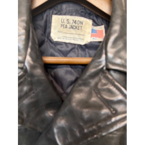 183 - Vintage clothing, Military uniforms, a unusual leather version of a US Navy Peacoat by Schott of New... 