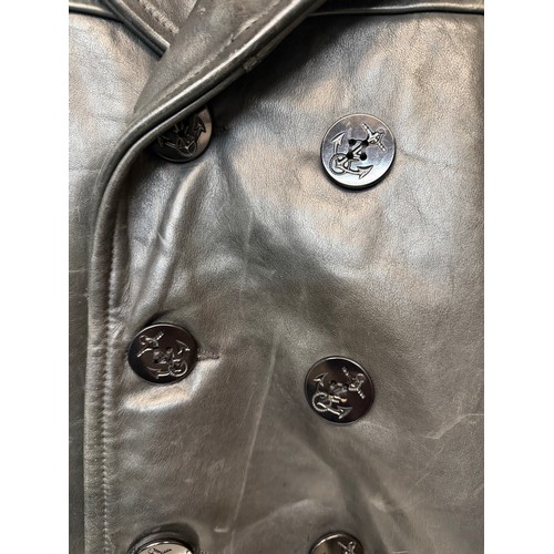 183 - Vintage clothing, Military uniforms, a unusual leather version of a US Navy Peacoat by Schott of New... 