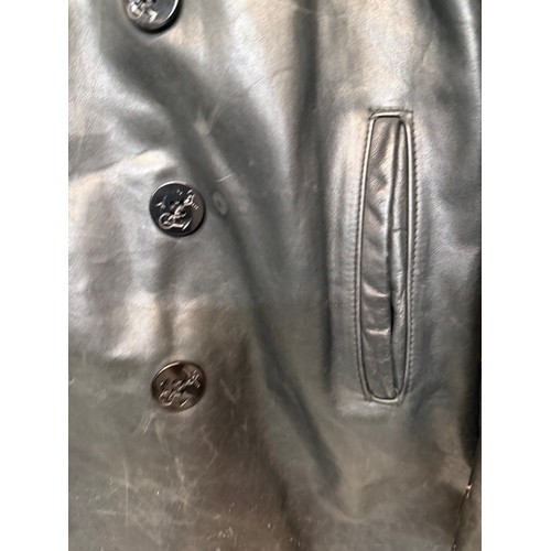 183 - Vintage clothing, Military uniforms, a unusual leather version of a US Navy Peacoat by Schott of New... 