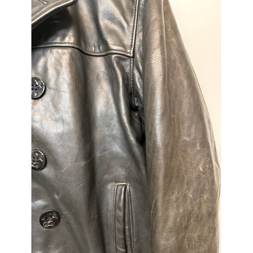 183 - Vintage clothing, Military uniforms, a unusual leather version of a US Navy Peacoat by Schott of New... 