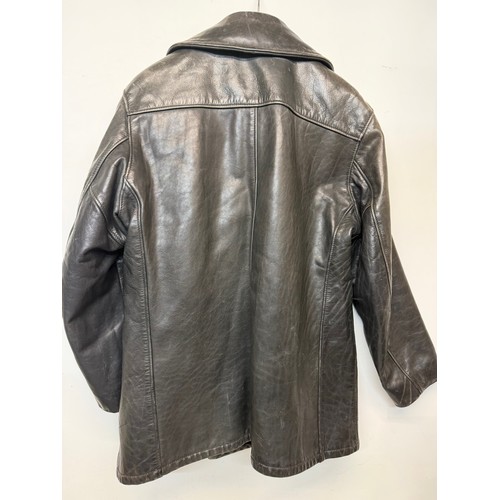 183 - Vintage clothing, Military uniforms, a unusual leather version of a US Navy Peacoat by Schott of New... 