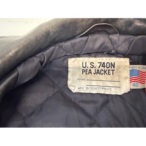 183 - Vintage clothing, Military uniforms, a unusual leather version of a US Navy Peacoat by Schott of New... 