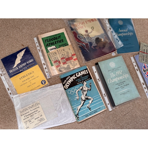 473 - Sporting ephemera, progammes, tickets, a collection of Athletics and olympics ephemera.

This lot is... 