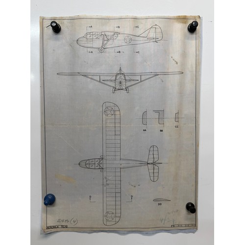 220 - Militaria, ephemera, 2 WWII US aircraft plans on linen, a Aeronca TC5,  38 cm x 28 cm

This lot is a... 