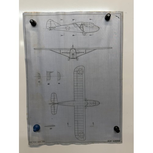220 - Militaria, ephemera, 2 WWII US aircraft plans on linen, a Aeronca TC5,  38 cm x 28 cm

This lot is a... 