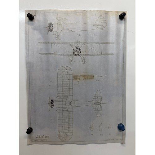 221 - Militaria, ephemera, 2 WWII US aircraft plans on linen, a St Louis PT 15,  38 cm x 28 cm

This lot i... 