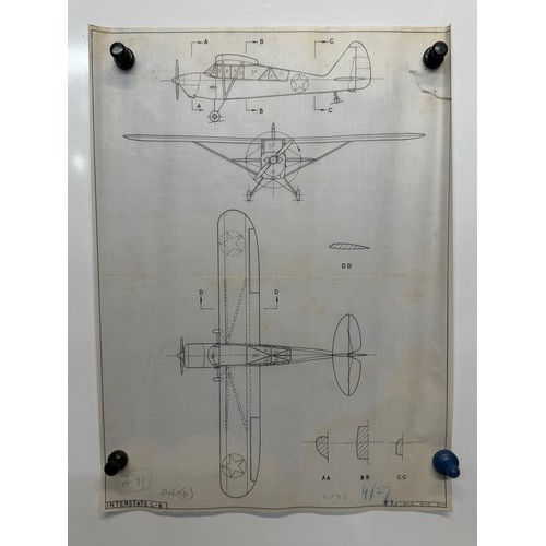 223 - Militaria, ephemera, WWII US aircraft plans on linen, a Interstate L-6,  38 cm x 28 cm

This lot is ... 