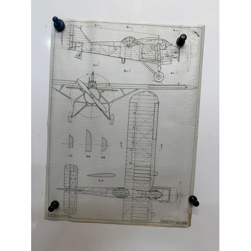 194 - British aviation WWI planes, Vintage aircraft plans on linen Westland PV7, 27cm x 39 cm.

This lot i... 