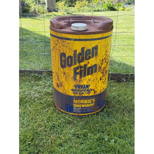227 - Petrolania, automobilia, a five gallon Golden Film oil company can.

This lot is collection only
