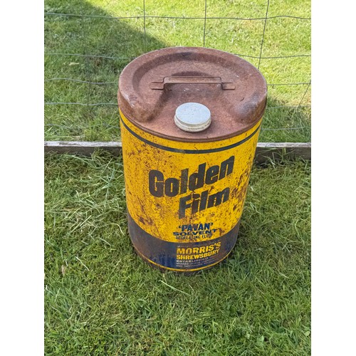 227 - Petrolania, automobilia, a five gallon Golden Film oil company can.

This lot is collection only