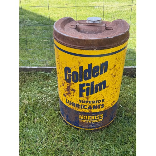 227 - Petrolania, automobilia, a five gallon Golden Film oil company can.

This lot is collection only