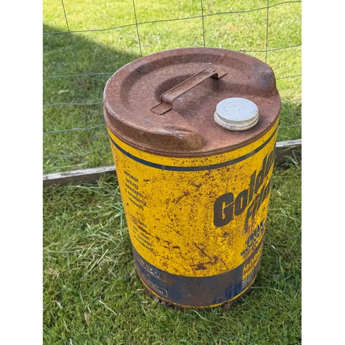 227 - Petrolania, automobilia, a five gallon Golden Film oil company can.

This lot is collection only