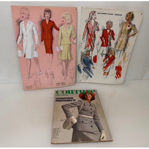 203 - Vintage Fashions, a manufactuers posters on board for 1960 ladies clothing, with a 1973 brochure.

T... 