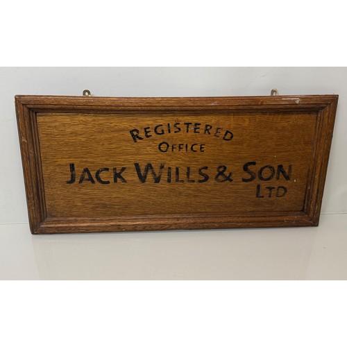 Oak business sign, Hand sign written for Jack Wills & Son Ltd, 71 cm x ...