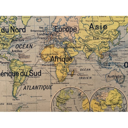 Maps, a double sided map of the world showing French Colonies and ...