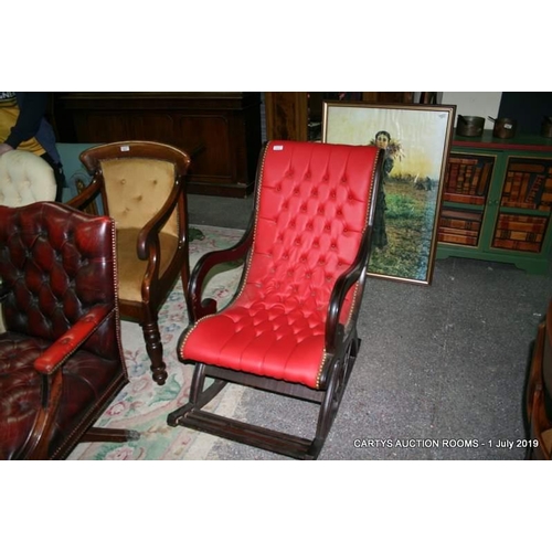 Red Leather rocking chair