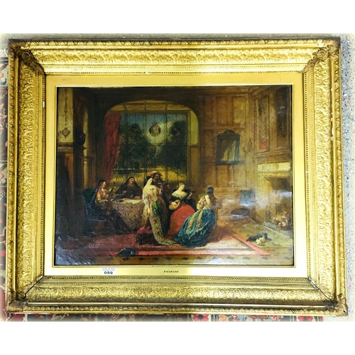 59 - Original Gilt Frame Oil Painting Family Scene- Pasmore on frame