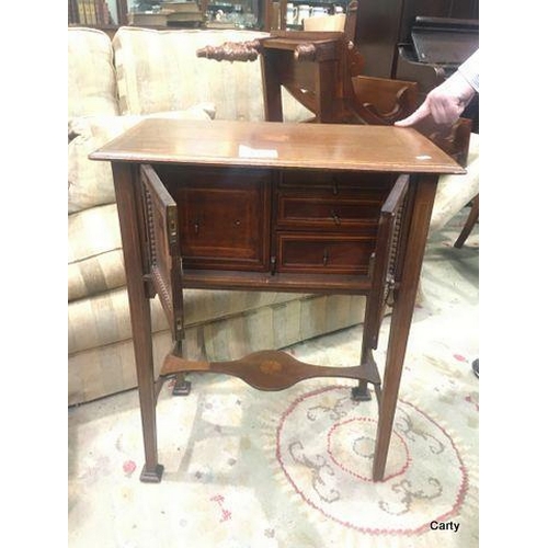 140 - Ed Inlaid 2 Door Work Table