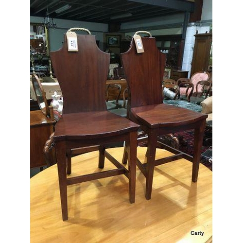 151 - Pr of Mah Hall Chairs with Brass Top Handles