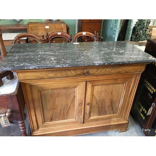164 - Vict Marble Top Walnut - 2 Door Cabinet.
130x55x104cm High